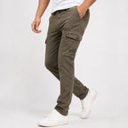 Men's Olive Green Slim Fit Cargo Pants-3