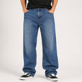 Men's Blue Baggy Fit Washed Denim Jeans-3