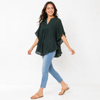 Women's Black Embroidered Kaftan Top-1