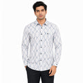 Men's Blue Wave Line Printed Full Sleeve Shirt | Modern Abstract Casual Shirt-1