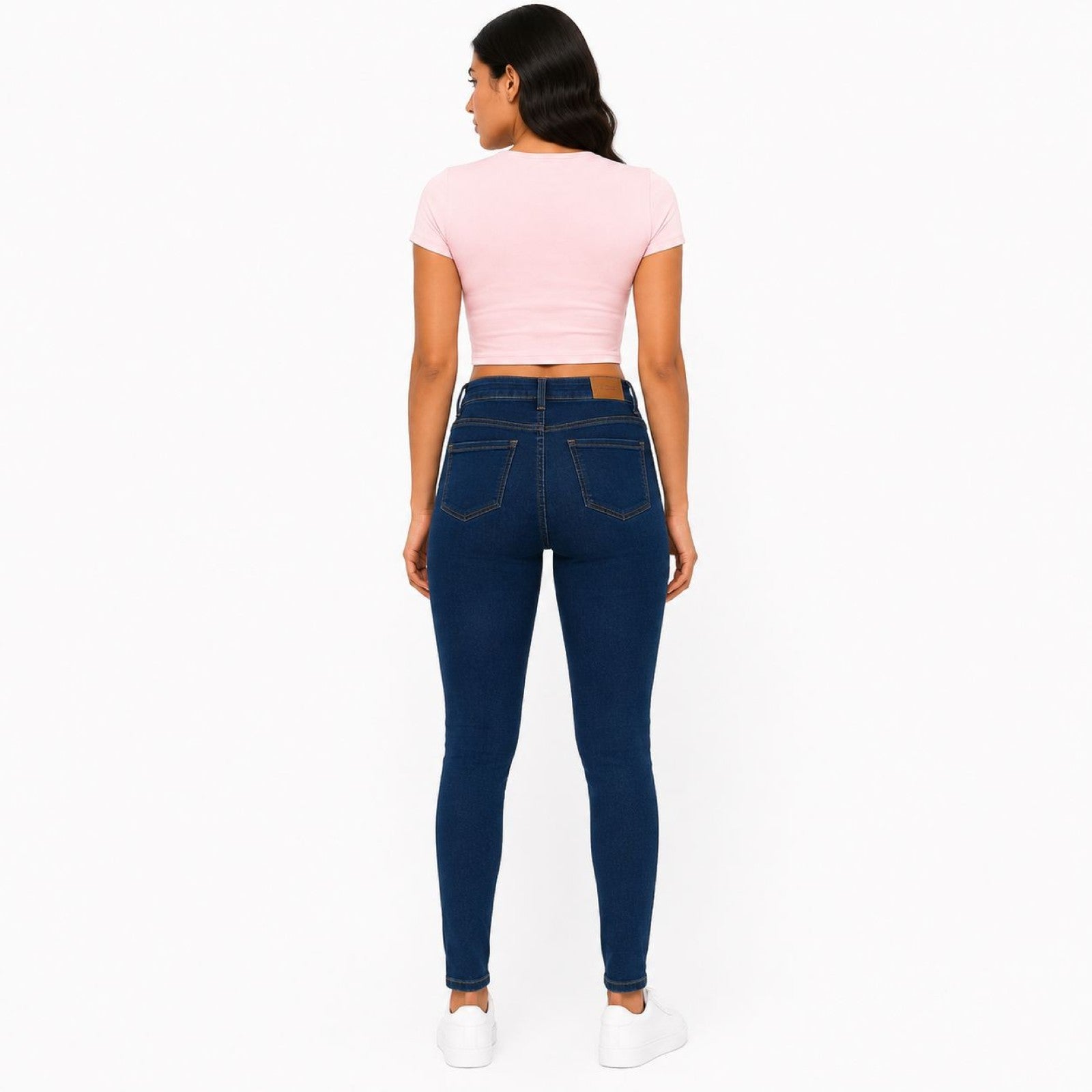 Women's Dark Blue High-Rise Skinny Fit Jeans | Premium Stretch Everyday Denim-4