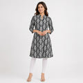 Women's Black Printed Kurta Pant Set-1