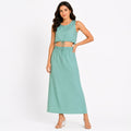 Women's Smoke Sleeveless Drawstring Crop Top and Maxi Skirt Co-Ord Set-1