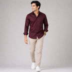Men's Bordeaux Elegance Premium Maroon Formal Shirt-3