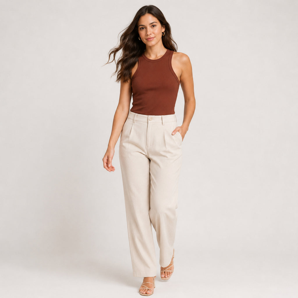 Women's Terra Glow Rust Ribbed Racerback Crop Tank Top-3
