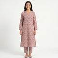 Women's Blush Pink Printed Kurta Pant Set-1