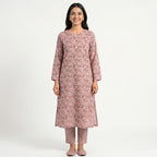 Women's Blush Pink Printed Kurta Pant Set-1