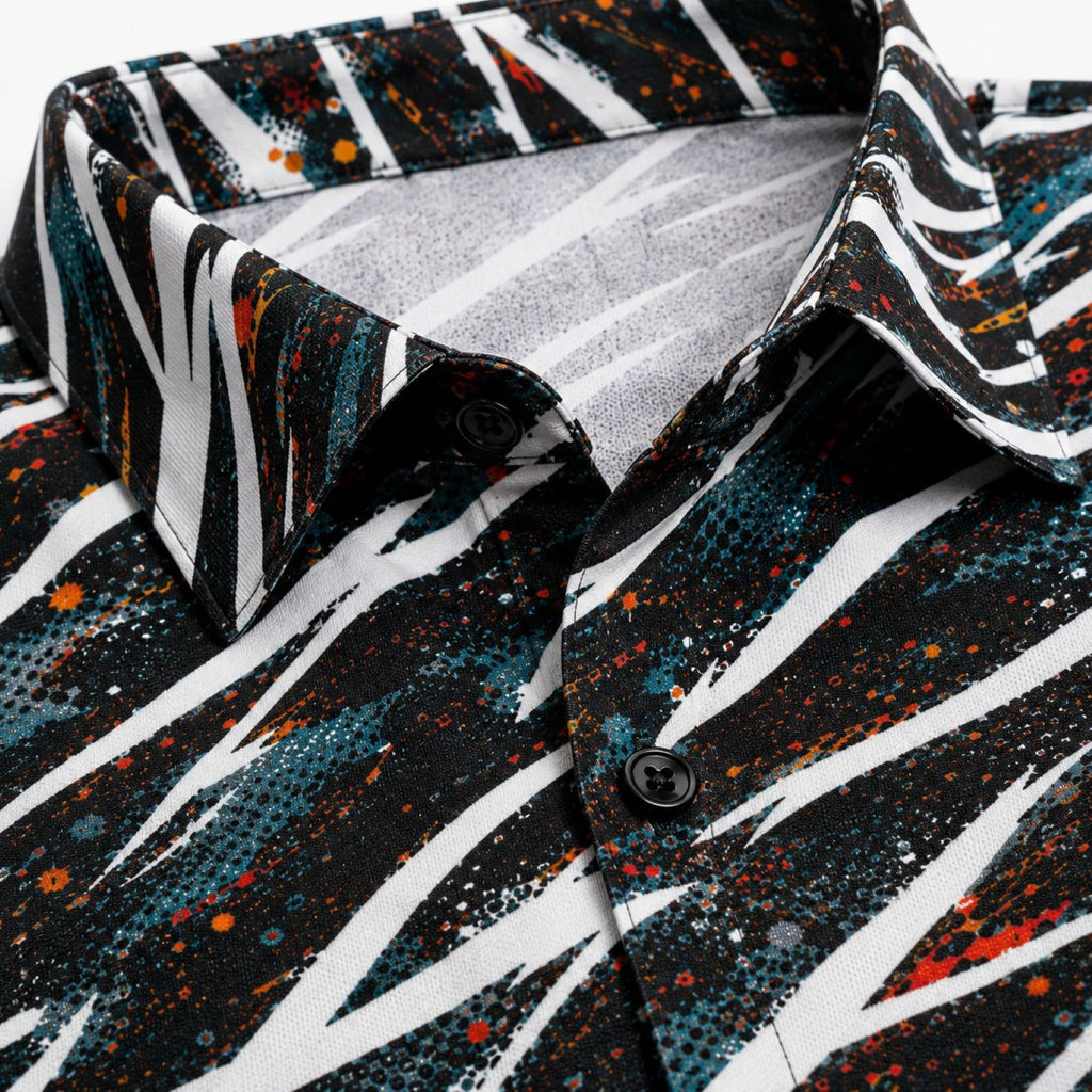 Men's Orange Abstract Printed Half Sleeve Casual Shirt-3