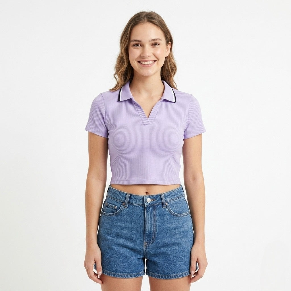 Lilac Edge Structured Crop Top-1