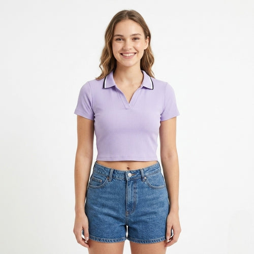 Lilac Edge Structured Crop Top-1