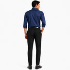 Men’s Navy Blue Slim Tapered Flat-Front Formal Trousers | Smart Office Wear Pants-4