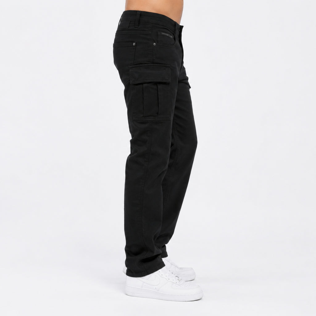 Men's Black Slim Fit Cargo Jogger Pants-2