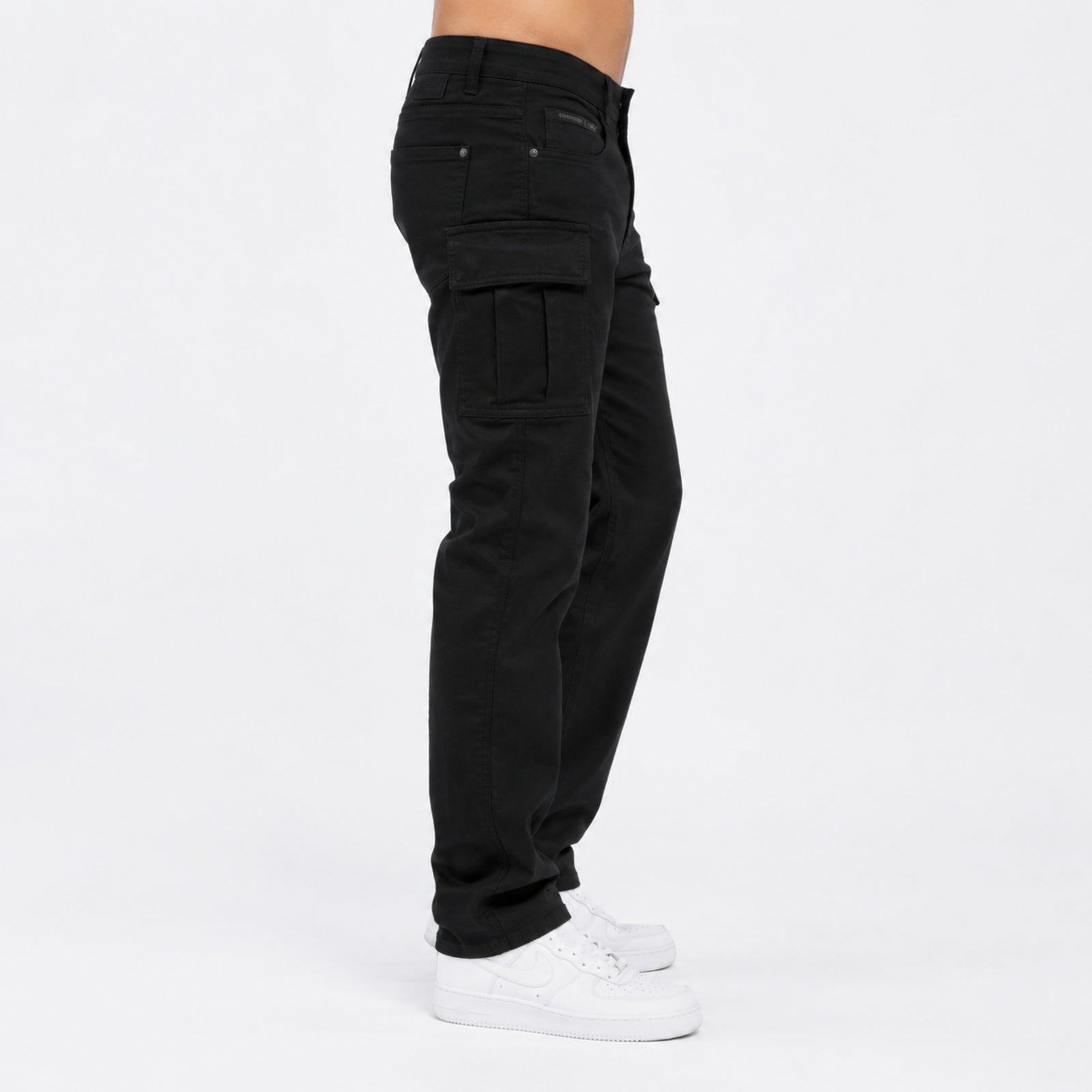 Men's Black Slim Fit Cargo Jogger Pants-2
