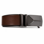 Men's Black & Brown Leather Belt with Automatic Buckle-1