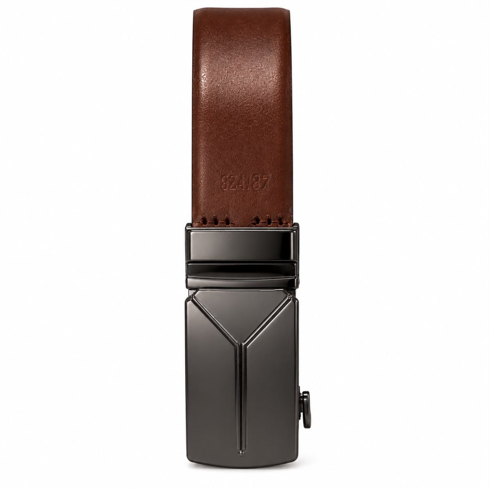 Men's Black & Brown Automatic Buckle Leather Belt-3