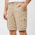 Men's Beige Printed Cargo Shorts-4