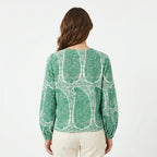 Women's Mint Green Printed Full Sleeve Top-2