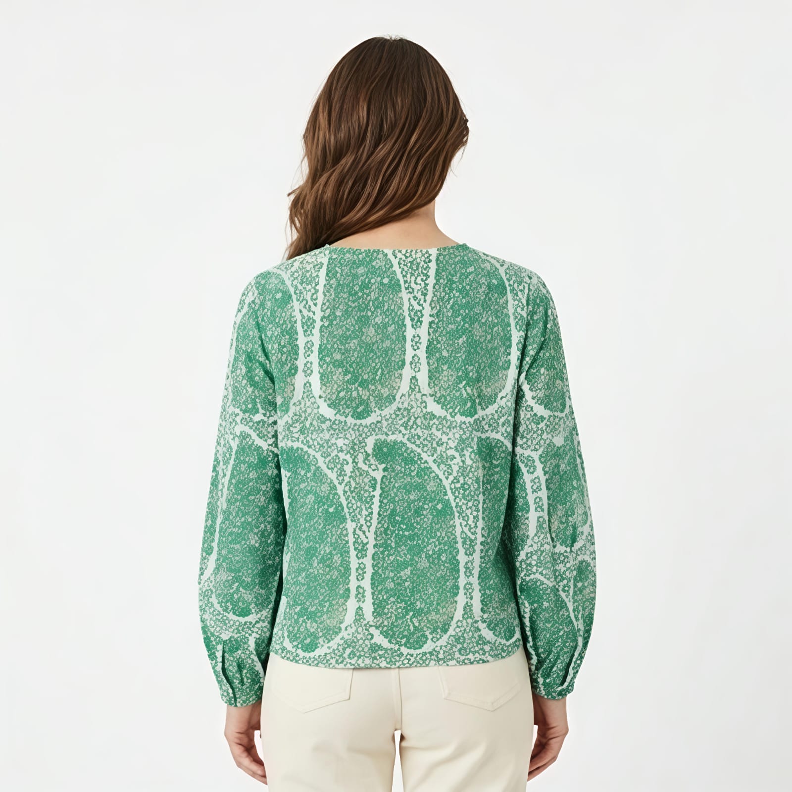 Women's Mint Green Printed Full Sleeve Top-2