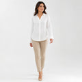 Women's White Collared Full Sleeve Button-Down Shirt | Classic Formal Casual Top-1