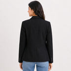 Women's Black Formal Office Wear Blazer | Classic Single-Breasted Business Jacket for Professional Style-4