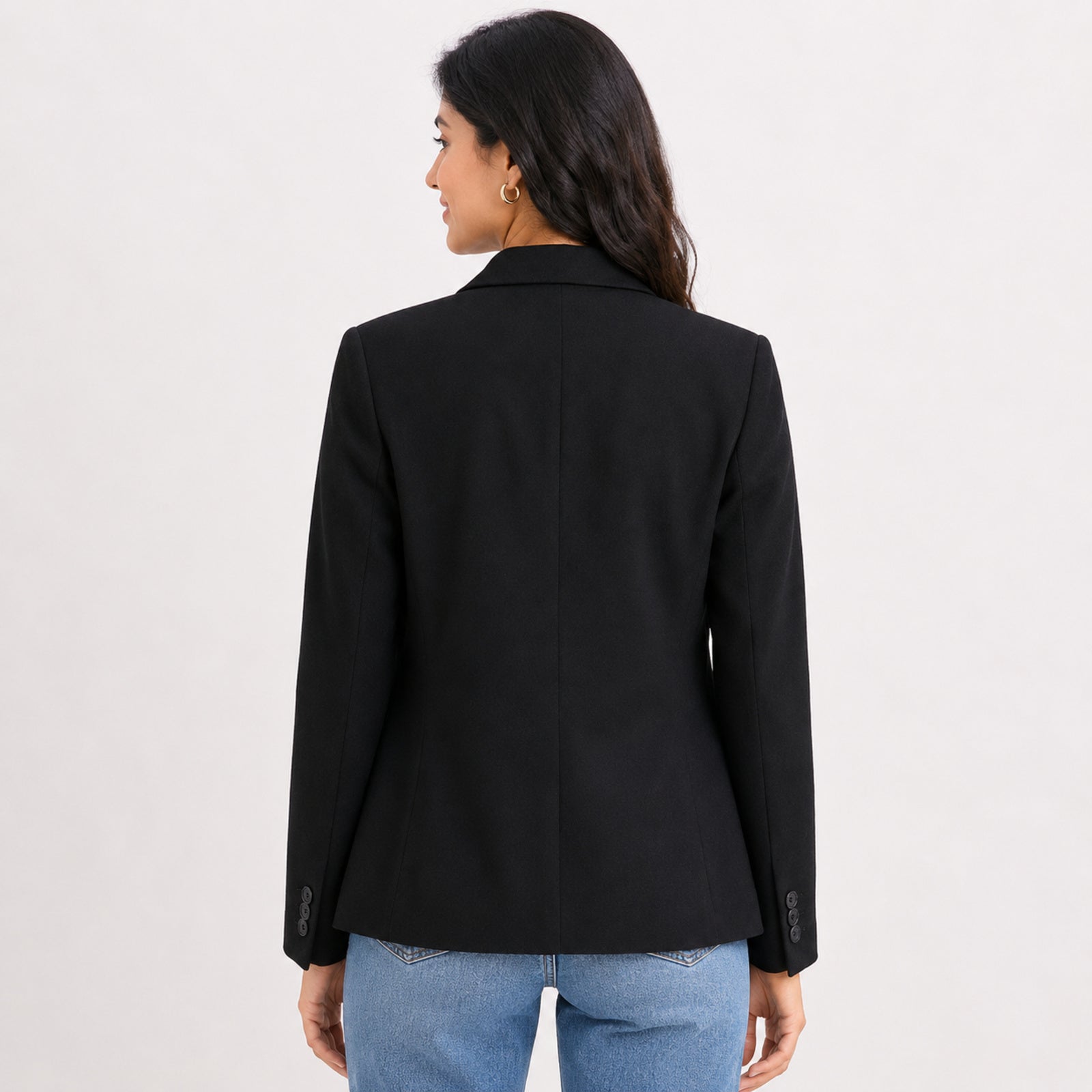 Women's Black Formal Office Wear Blazer | Classic Single-Breasted Business Jacket for Professional Style-4