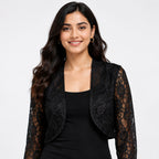 Women's Black Lace Bolero Shrug with Full Sleeves-2