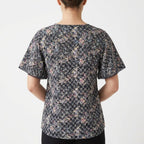 Women's Black Floral Print Tassel Detail Top-2