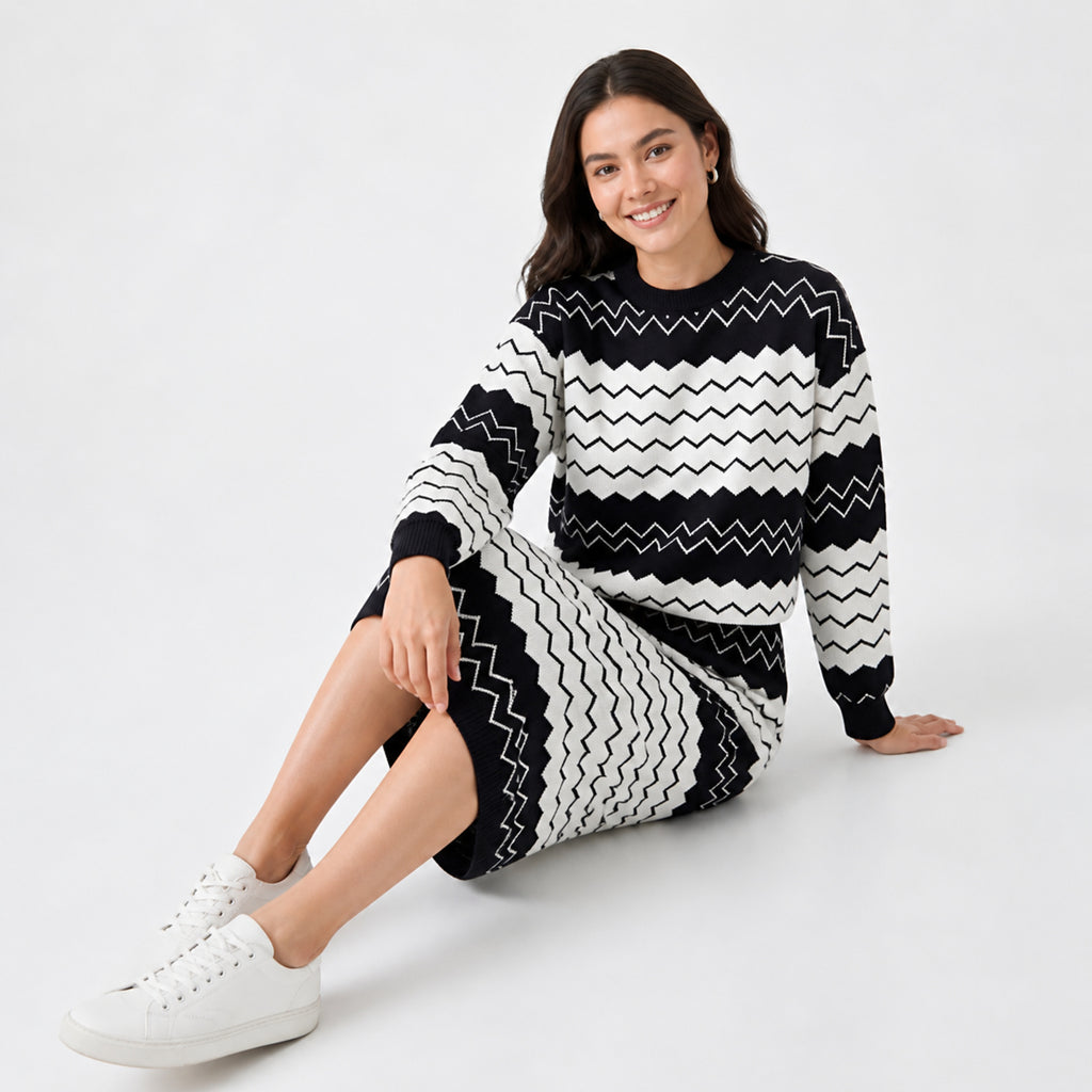 Monochrome Zigzag Co-ord Set-4