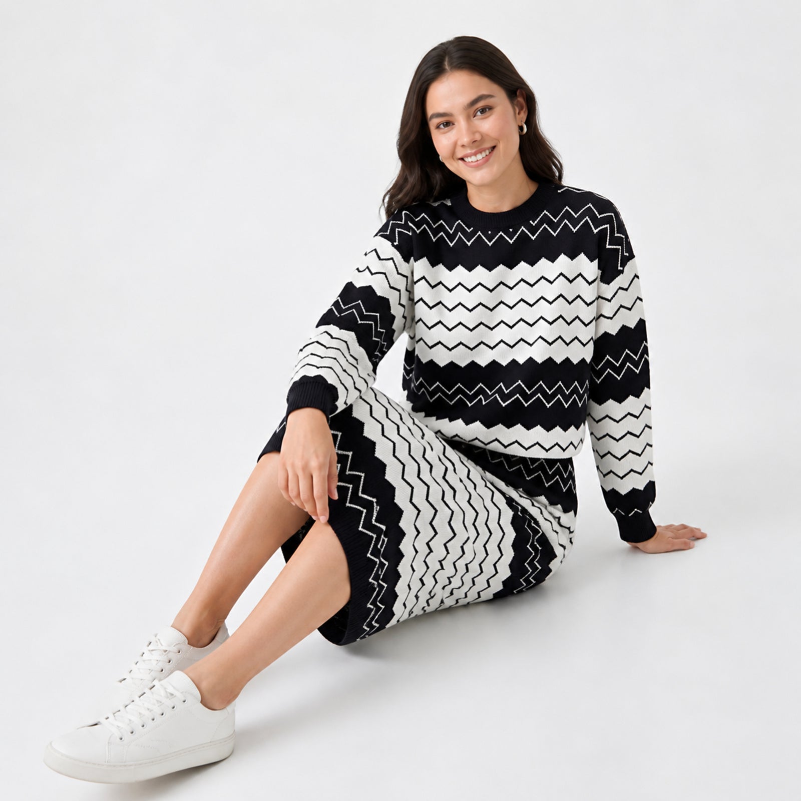 Monochrome Zigzag Co-ord Set-4