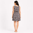 Women's Bohemian Chic White & Red Multi-Floral A-Line One-Piece Dress-4