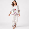 Women's Elegant Whimsical Floral Printed Beige Kurta and Palazzo Set-1