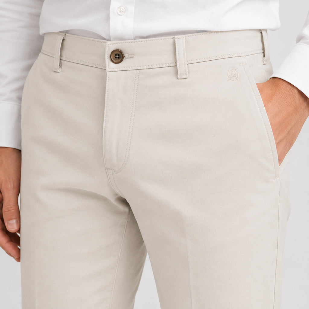 Men's Ivory Cream Regular Fit Formal Trousers-3