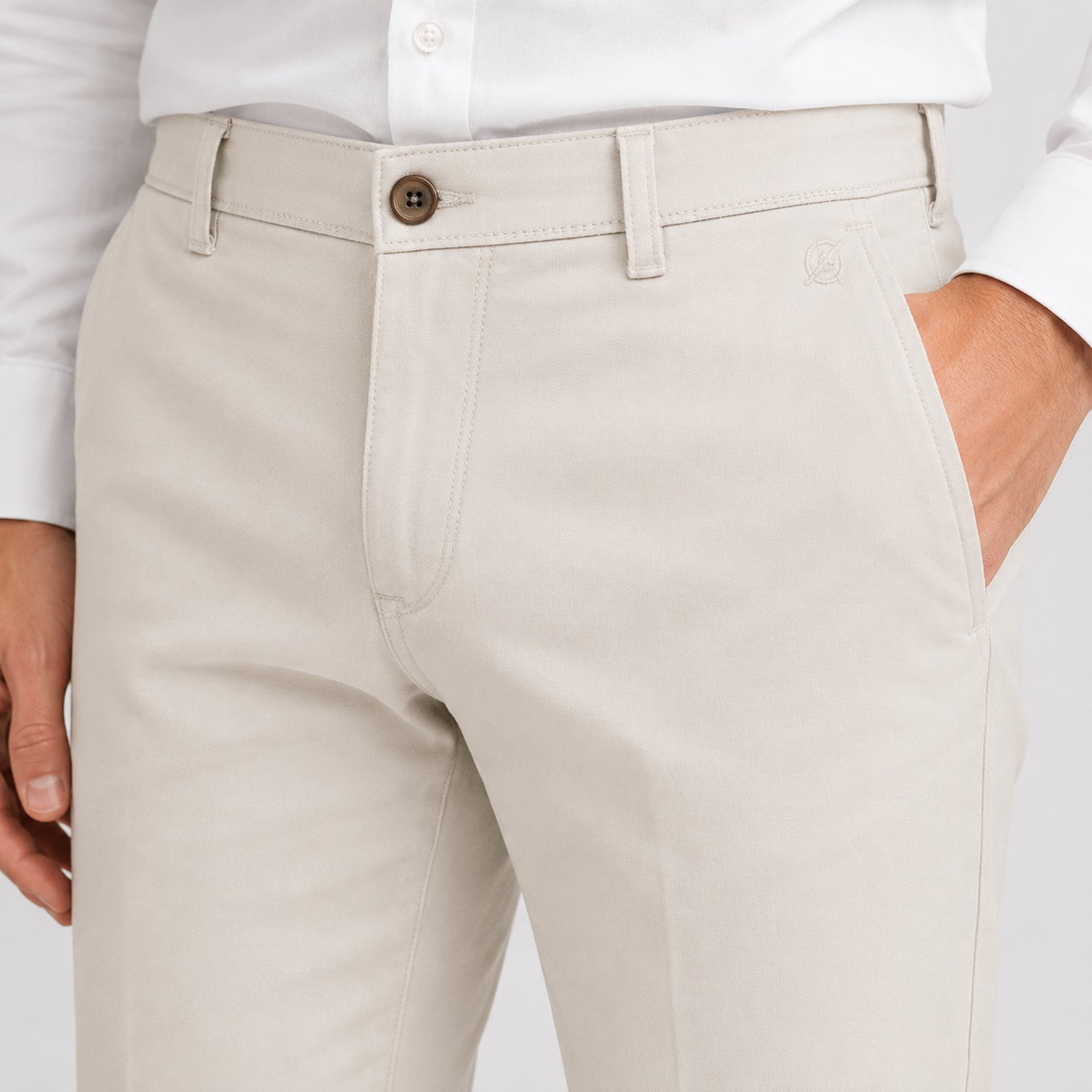 Men's Ivory Cream Regular Fit Formal Trousers-3