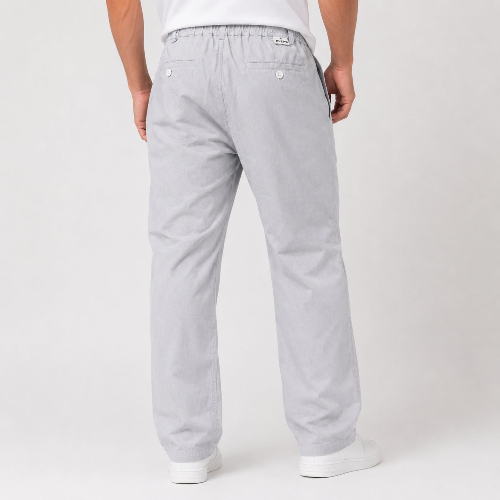 Men's Light Grey Relaxed Fit Drawstring Lounge Trousers-3