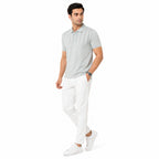 Men's Light Grey Textured Polo T-Shirt-3