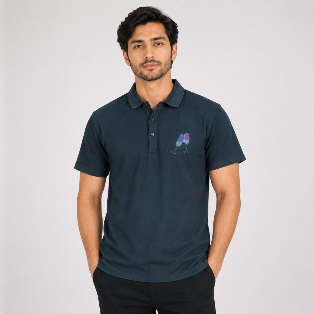 Men's Midnight Toast Embroidered Polo T-Shirt-1