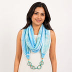 Women's Sky Blue Tie-Dye Fashion Scarf Necklace-1