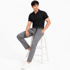 Men's Light Grey Slim Fit Casual Cotton Trousers-2