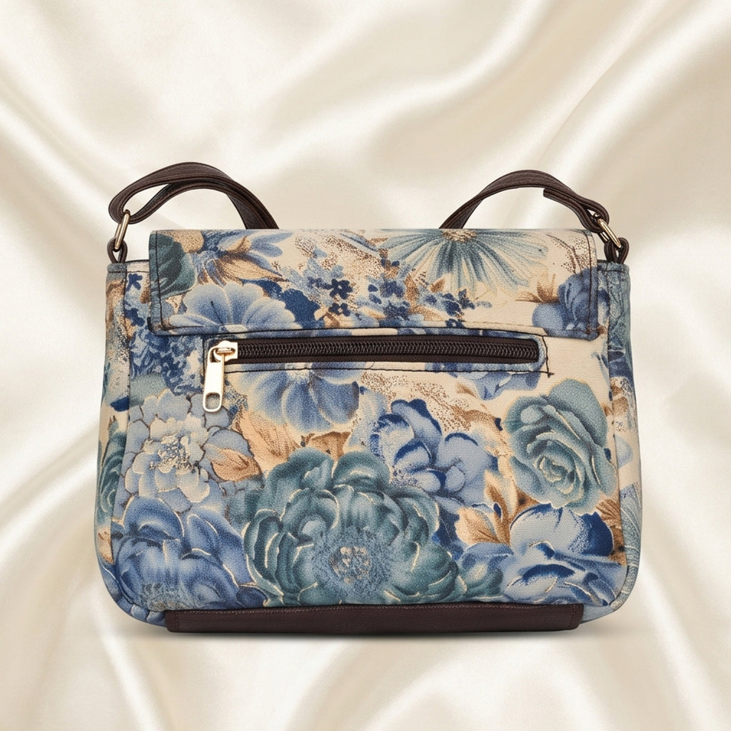 Women's Blue Floral Print Sling Bag | Elegant Crossbody Shoulder Bag for Women-2