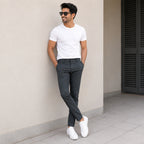 Men's Executive Charcoal Slim Fit Formal Trousers-2