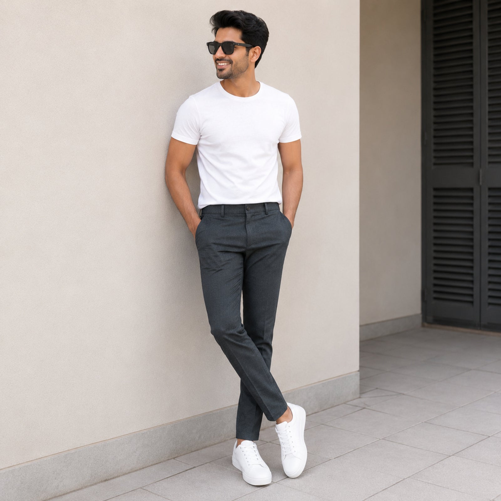 Men's Executive Charcoal Slim Fit Formal Trousers-2