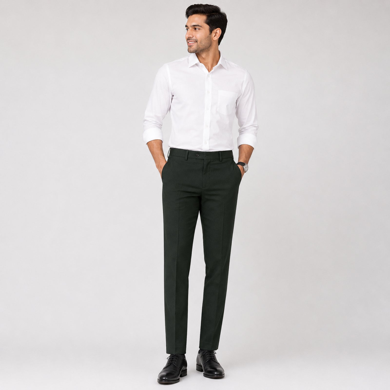Men's Midnight Black Executive Slim Fit Formal Trousers-2