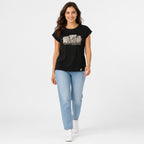 Women's Black Graphic Printed Casual T-Shirt | Soft Everyday Cotton Tee-1