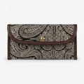 Women's Black Paisley Print Long Wallet | Elegant Ladies Clutch Wallet with Snap Button Closure-1