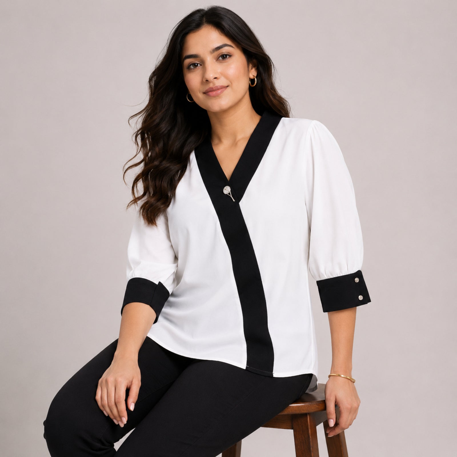Women's Sophisticated Monochrome Angrakha Style Co-ord Set-2