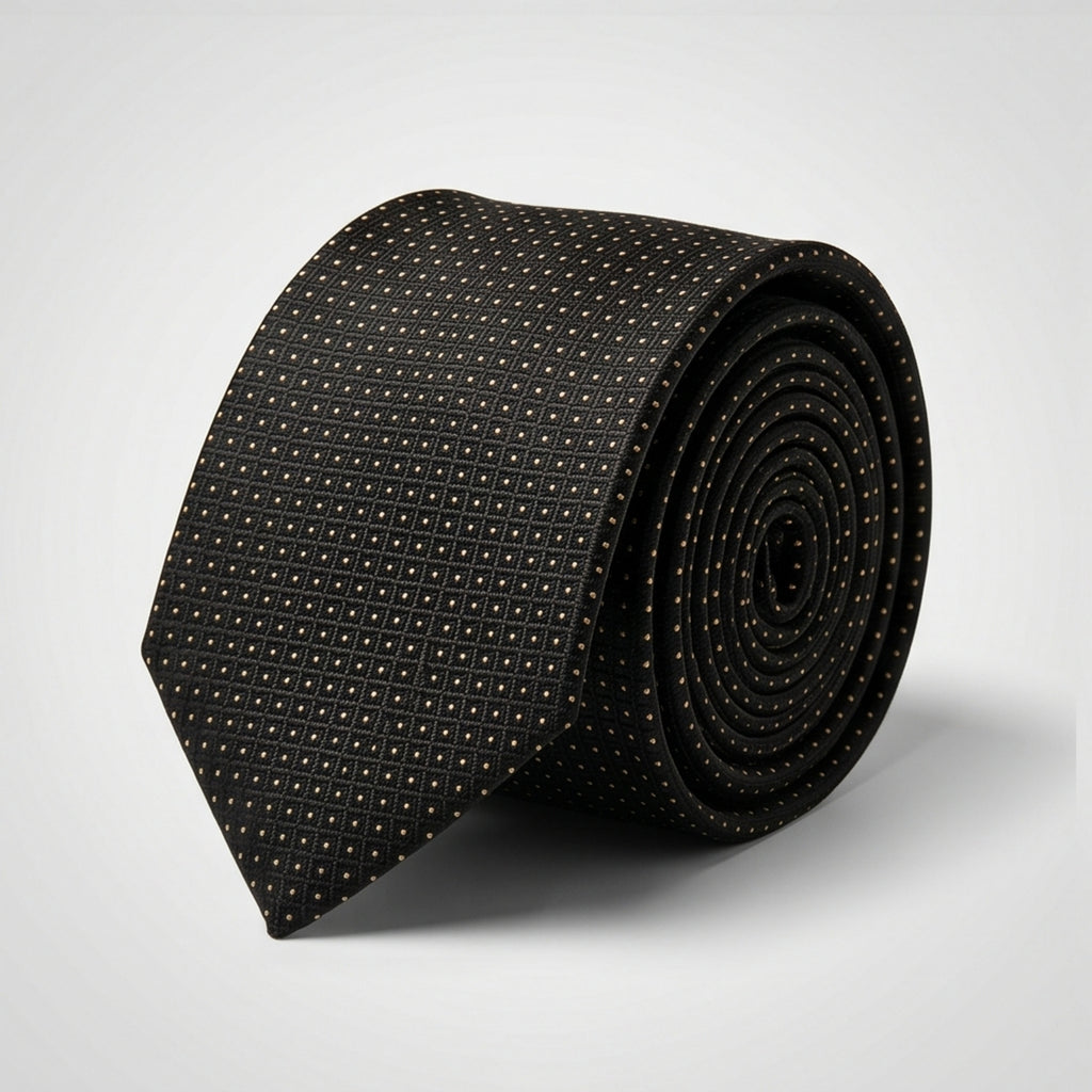 Men's Luxury Micro-Patterned Dark Brown Silk Formal Necktie-2