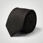 Men's Luxury Micro-Patterned Dark Brown Silk Formal Necktie-2