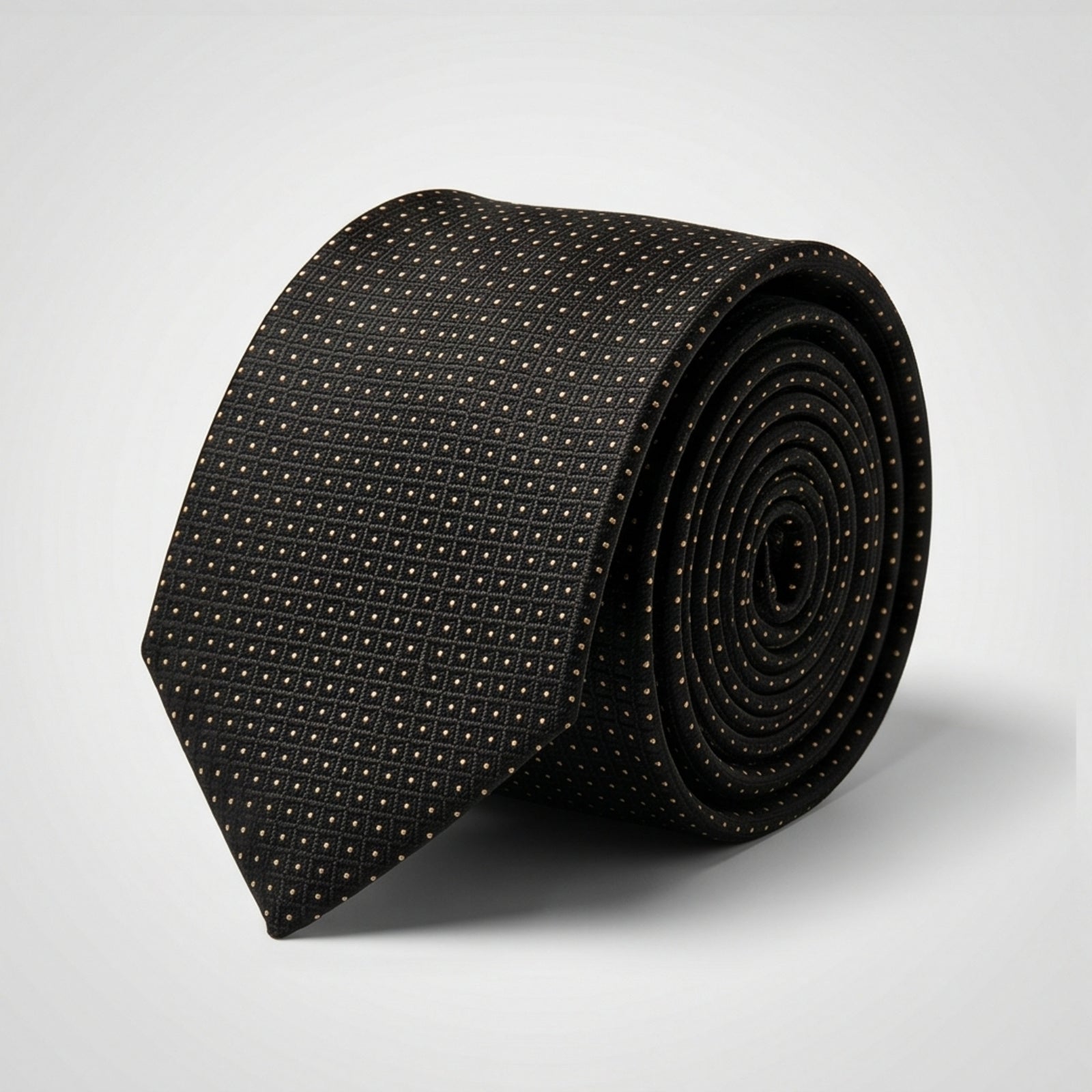 Men's Luxury Micro-Patterned Dark Brown Silk Formal Necktie-2