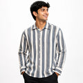 Men's Classic Grey Striped Casual Shirt-4