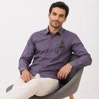 Men's Lavender Slim Fit Printed Casual Shirt-4